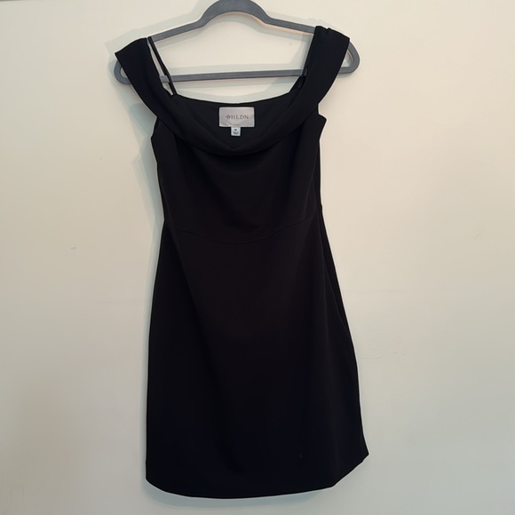 BHLDN Maci Off-The-Shoulder Stretch Crepe Mini Dress LBD - Picture 4 of 11